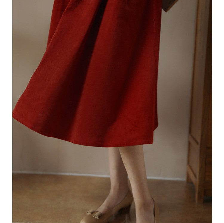 Crimson Lady Corduroy Umbrella Skirt