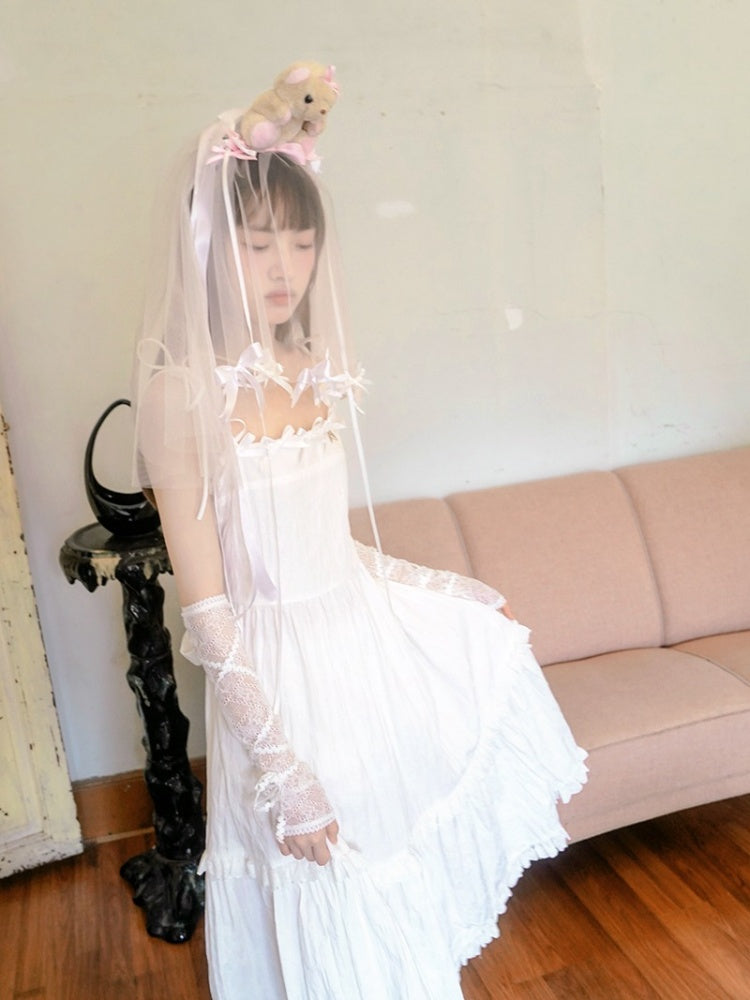 Ribbon Strap Plaid Lace Swing One Piece【s0000003816】