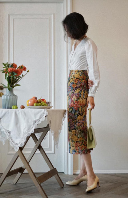 oil painting pencil skirt