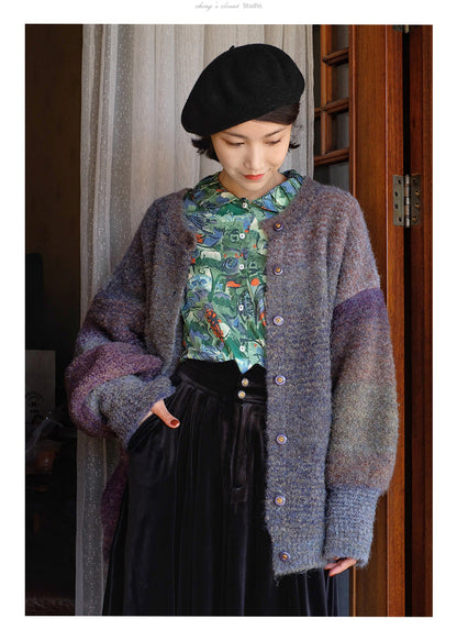 color gradation knit cardigan