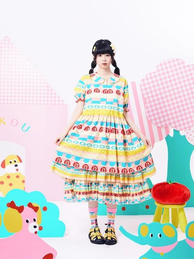 Showa Girl Original Print Cake Dress 【s0000002882】