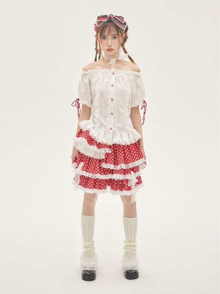 Ruffled Lace Blouse【s0000001876】