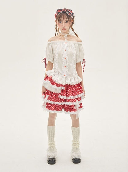 Ruffled Lace Blouse【s0000001876】