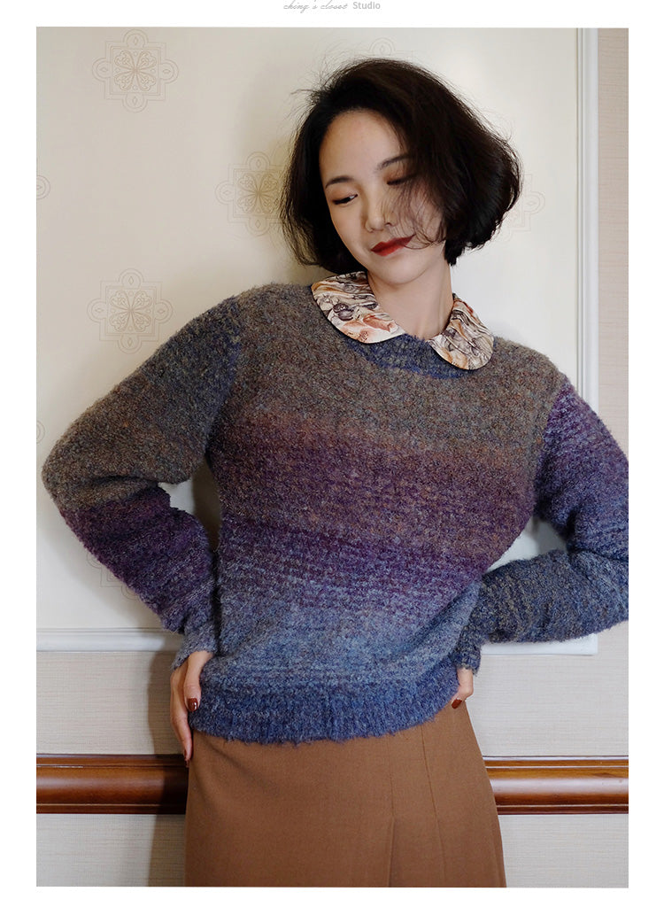 color gradation knit sweater