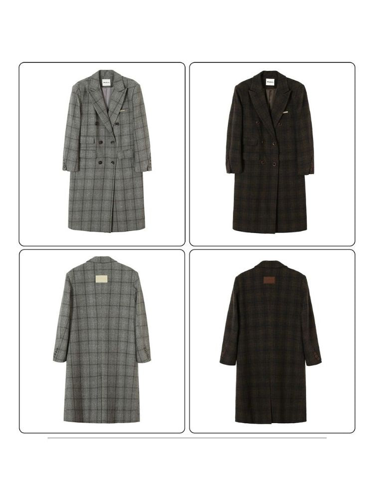 Retro Long Plaid Coat【s0000003471】