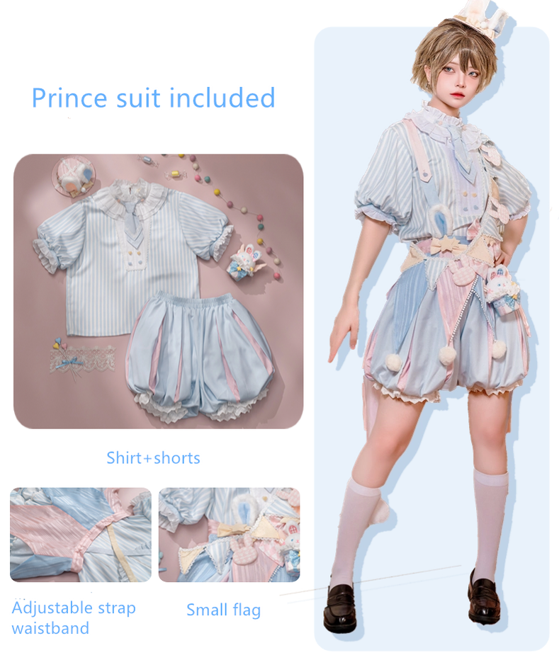 Forest Fluorescent Carps - Ouji Lolita Suit Circus Prince Shorts and OP Dress