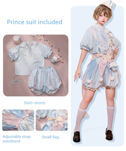 Forest Fluorescent Carps - Ouji Lolita Suit Circus Prince Shorts and OP Dress