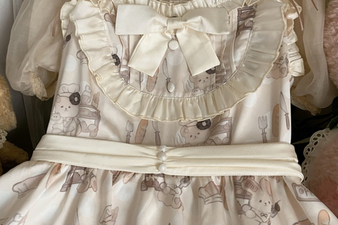 Niu Niu - Plus Size Lolita Jumper Dress, Beige Sweet Short Sleeve