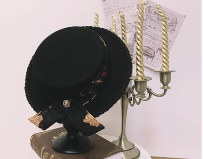 Princess Chronicles - Arms of Glory - Retro Ouji Lolita Prince Black Flat Bonnet