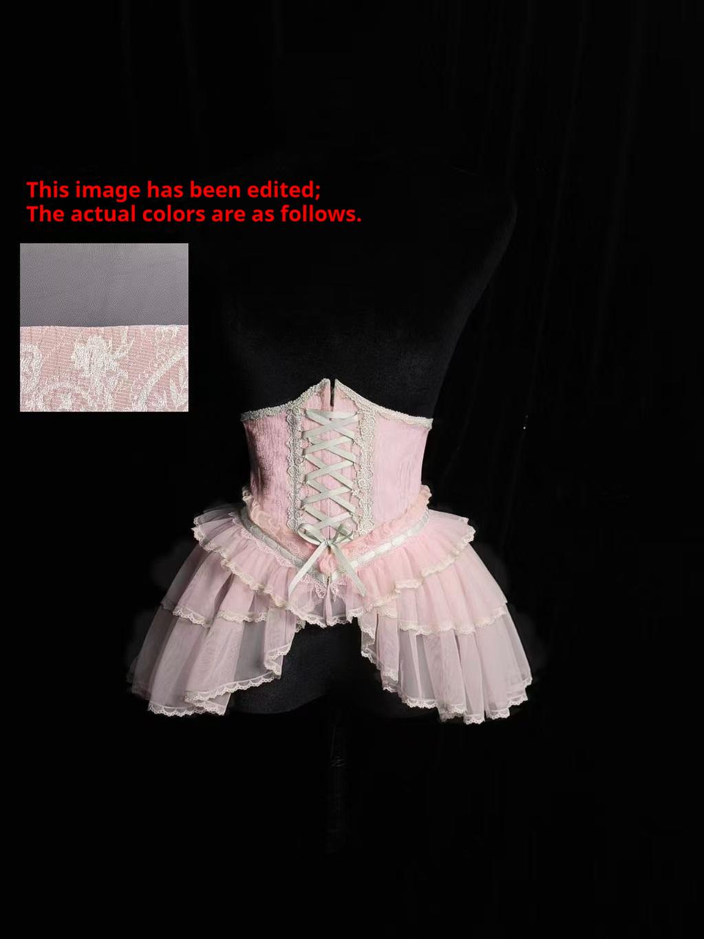 Alice Girl - Cross - Gothic Princess Lolita Corset with Multiple Layers Hem