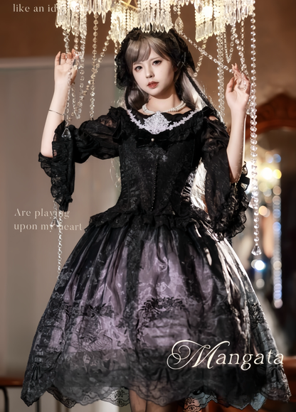 AuroraBorealis - Moonshadow - Gorgeous Wedding Lolita Dress Set Embroidered JSK SK and Bodice