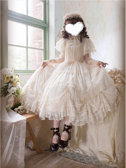 ThinkFly - Pleated Heart - Elegant Lolita Petticoat with Dotted Gauze Hem