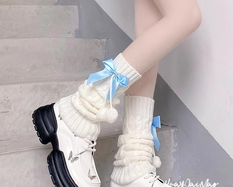 Hua Nai Cat - Cute Lolita Leg Warmers Winter Knitted JK Pile Socks