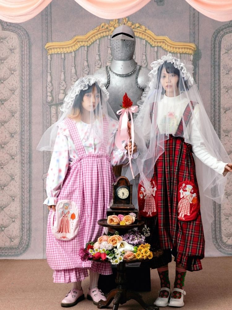 Flower bud plaid suspender dress【s0000003611】