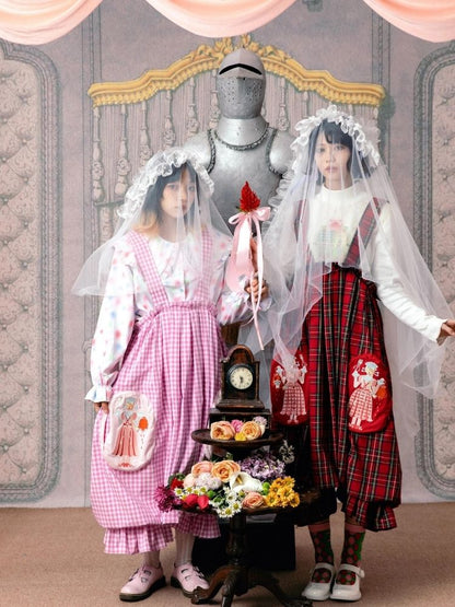 Flower bud plaid suspender dress【s0000003611】