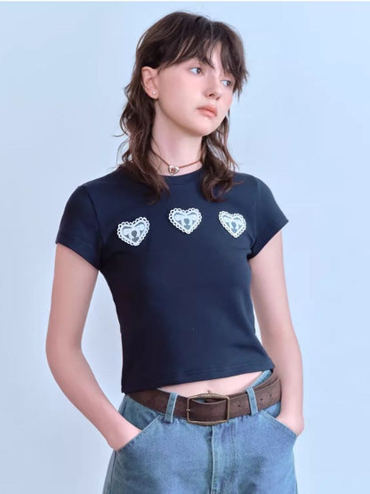 Lace Heart T-Shirt【s0000007063】