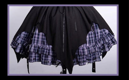 OCELOT - Rock 'N' Row Radio Wave - Punk Lolita JSK Dress Plaid Irregular Hemline Dress