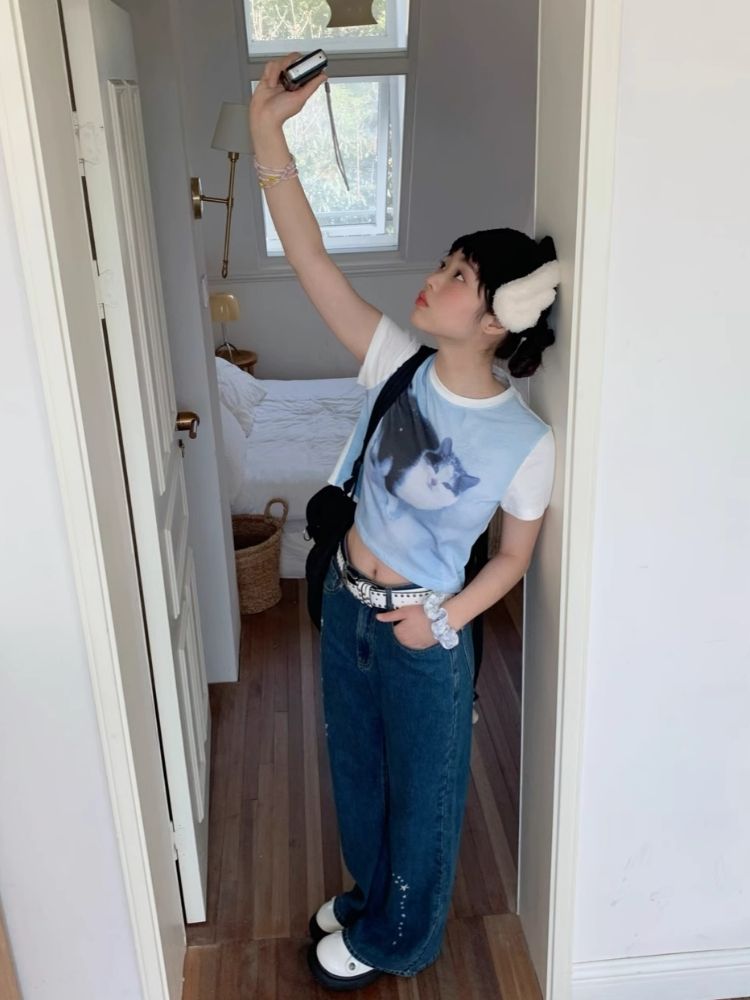 Shoulder Skinny Sweet Cool Girl Short T-Shirt【s0000007710】