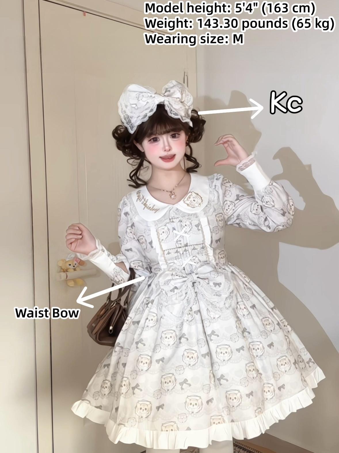 Good NIght Cats - Tiger in Autumn - Kawaii Lolita Printed OP Dress Set
