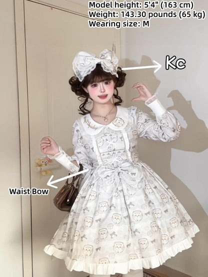 Good NIght Cats - Tiger in Autumn - Kawaii Lolita Printed OP Dress Set