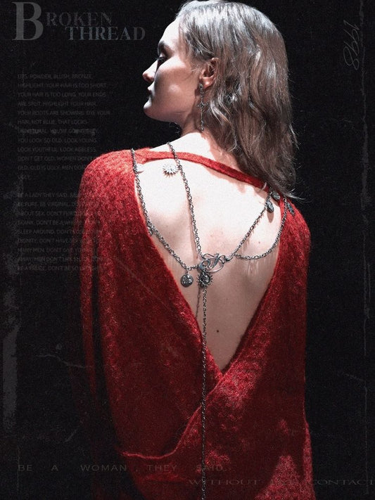 Backless Design Mohair Wool Knit Loose Top【s0000006453】