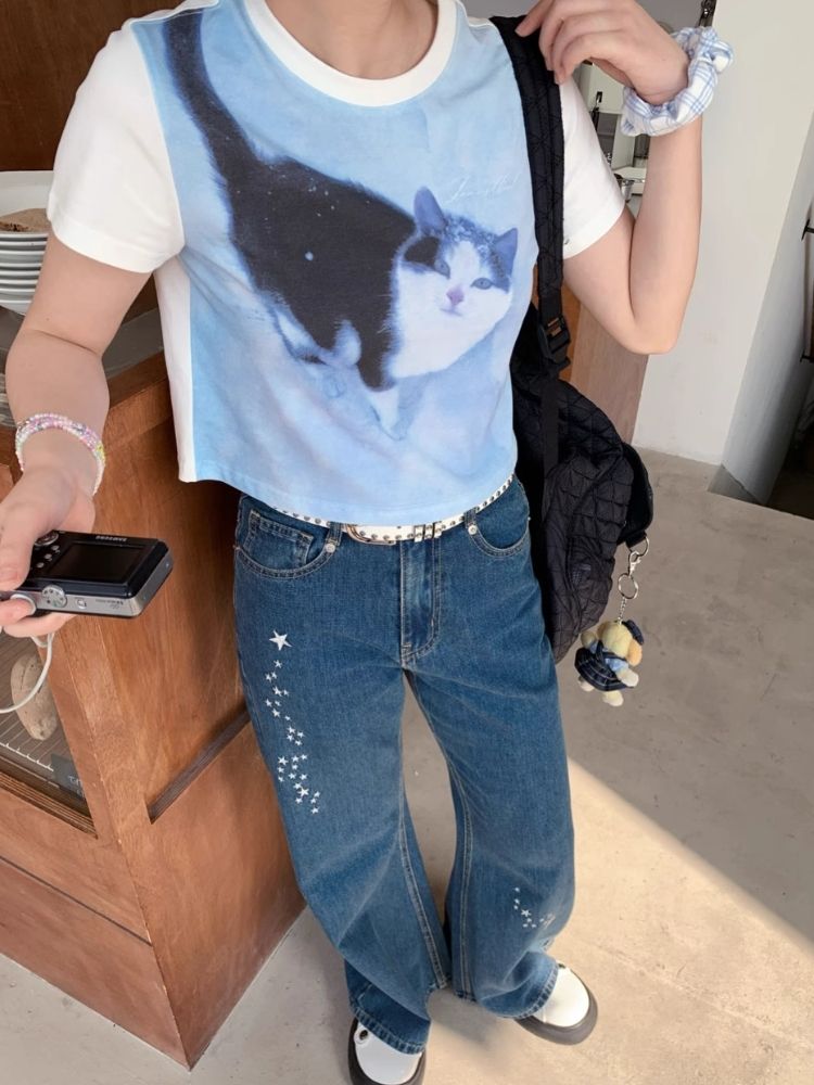 Shoulder Skinny Sweet Cool Girl Short T-Shirt【s0000007710】