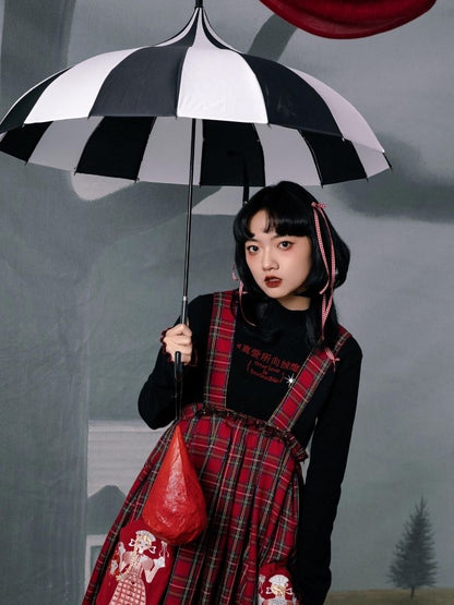 Flower bud plaid suspender dress【s0000003611】