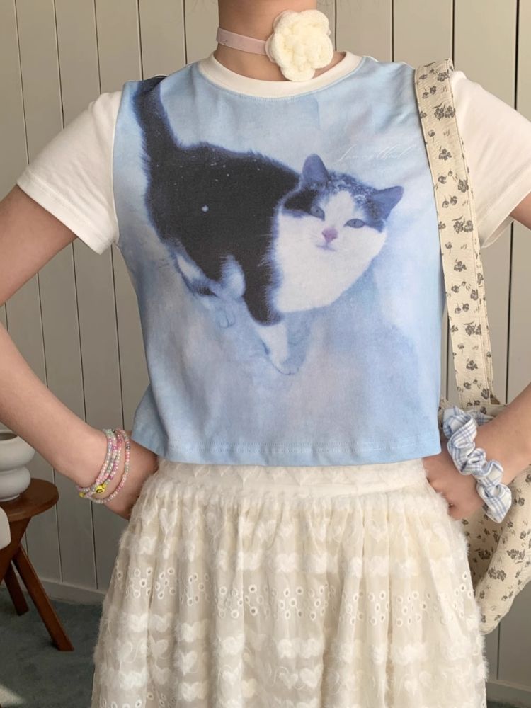 Shoulder Skinny Sweet Cool Girl Short T-Shirt【s0000007710】