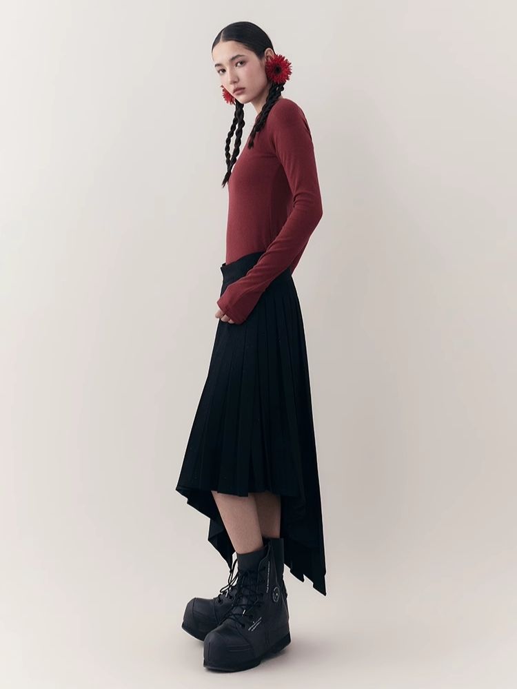 Dragon print rhinestone round neck bottom knit sweater【s0000006398】