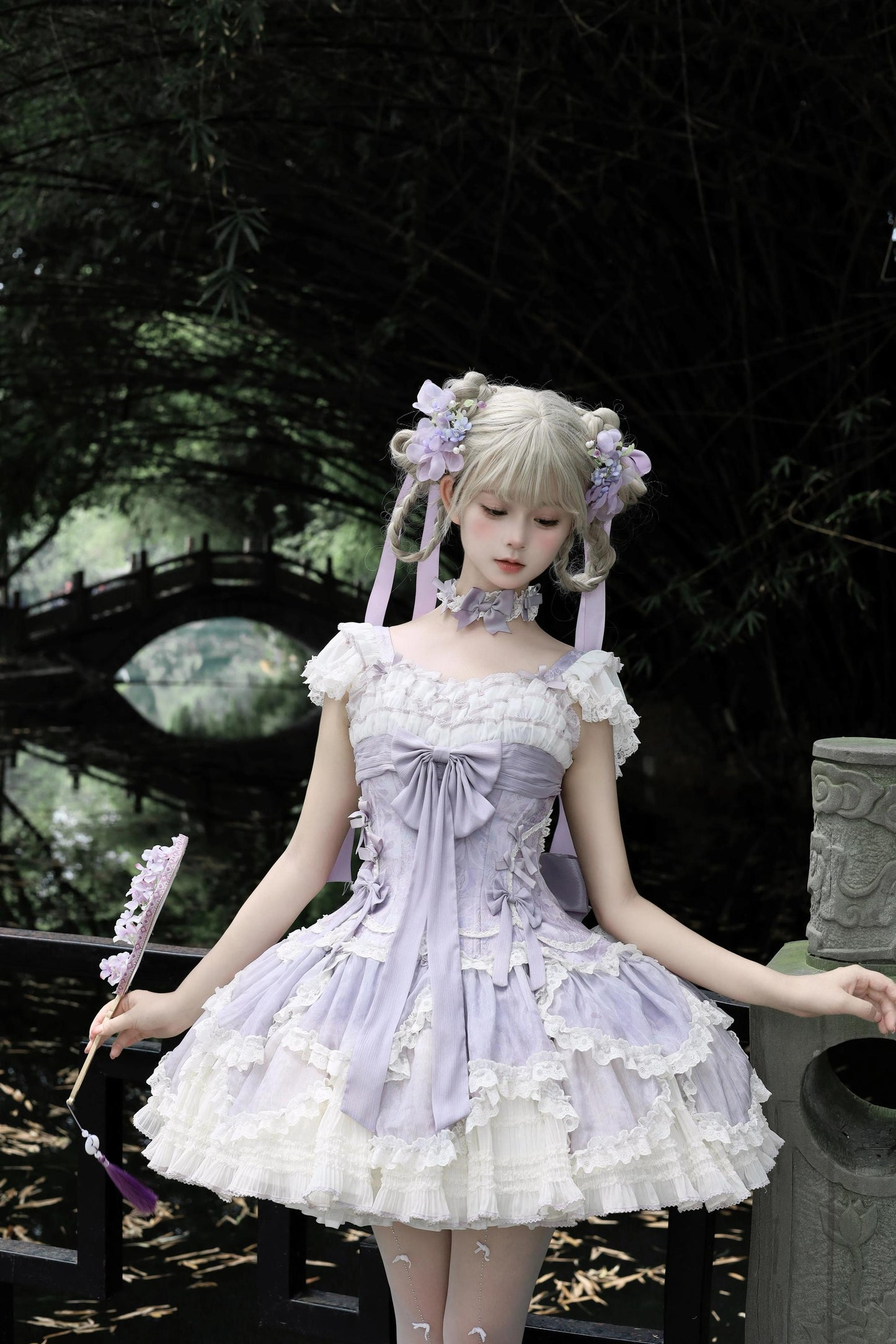 Meowing and fruity - Dream of Floral - Doll-Like Sweet Lolita Dress, Tiered Petal Hem
