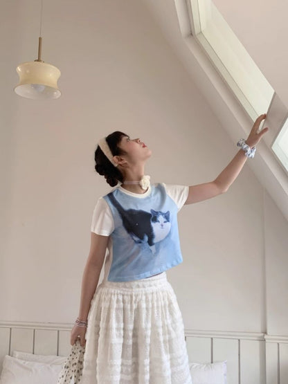 Shoulder Skinny Sweet Cool Girl Short T-Shirt【s0000007710】