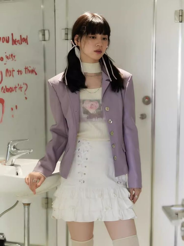 Shell Multi Button Purple Coat Jacket【s0000006254】