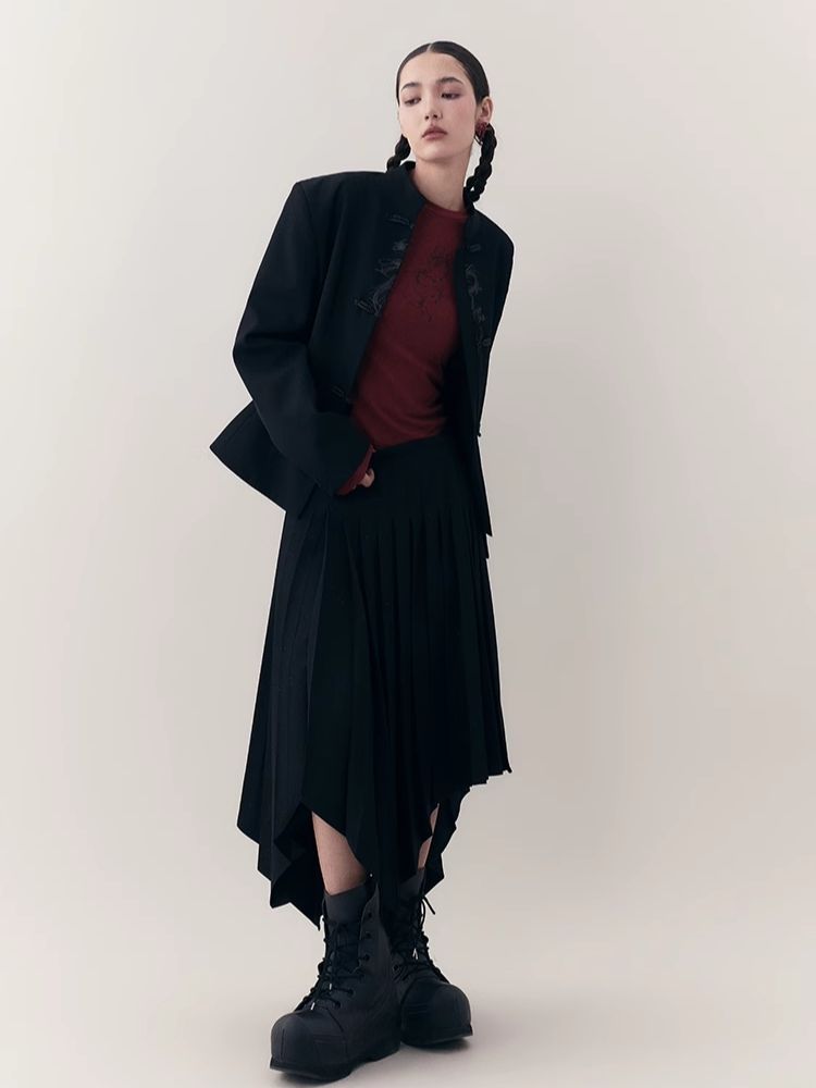 Dragon print rhinestone round neck bottom knit sweater【s0000006398】