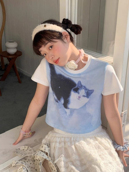 Shoulder Skinny Sweet Cool Girl Short T-Shirt【s0000007710】