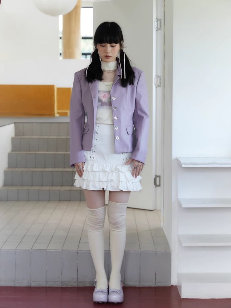 Shell Multi Button Purple Coat Jacket【s0000006254】