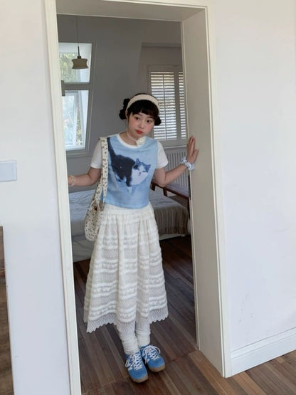 Shoulder Skinny Sweet Cool Girl Short T-Shirt【s0000007710】