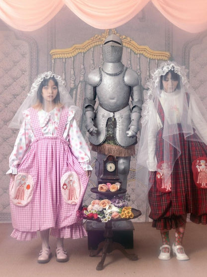 Flower bud plaid suspender dress【s0000003611】