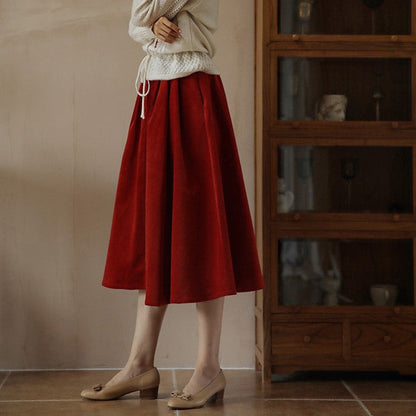 Crimson Lady Corduroy Umbrella Skirt