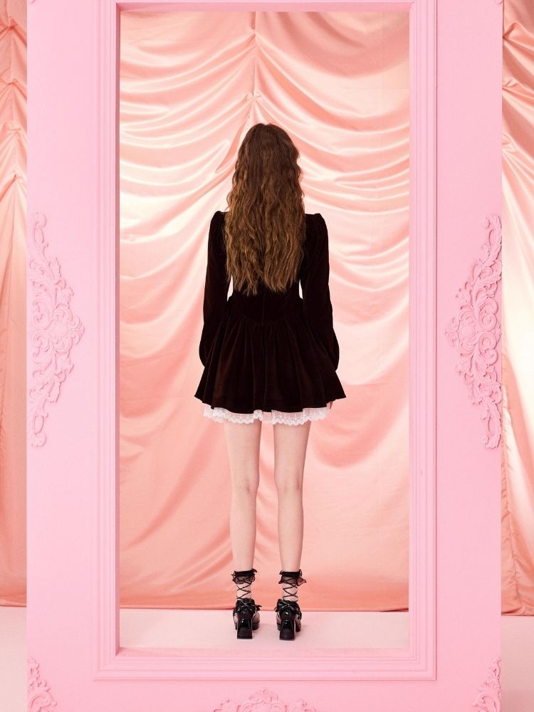 Bubble Sleeve Waist Slim Long Sleeve Dress【s0000006963】