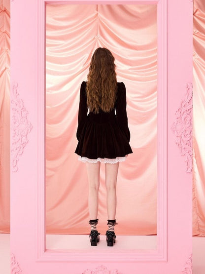 Bubble Sleeve Waist Slim Long Sleeve Dress【s0000006963】