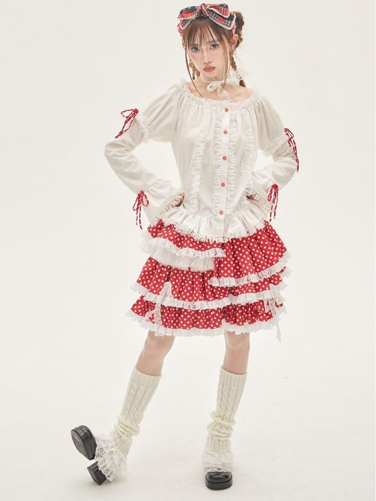 Ruffled Lace Blouse【s0000001876】