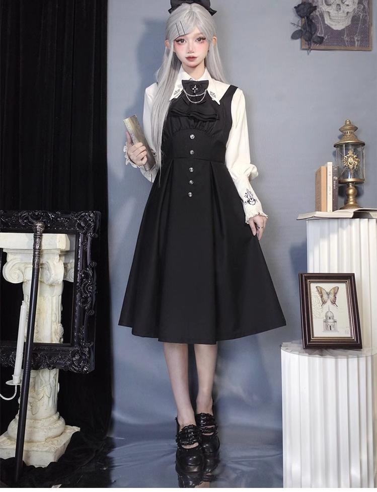 CastleToo - Night Raven Magic - Ouji Lolita Dress Set, Suspender Shorts & Cape