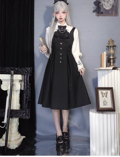 CastleToo - Night Raven Magic - Ouji Lolita Dress Set, Suspender Shorts & Cape