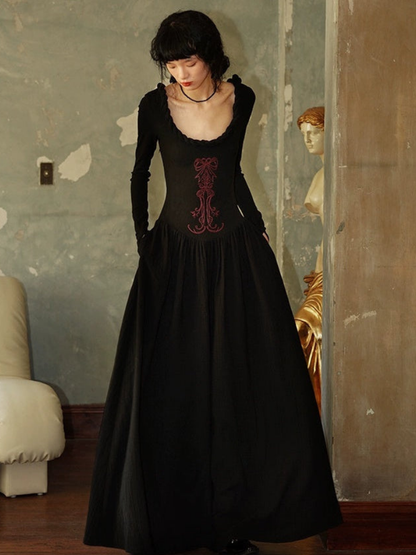 Western special fabric Chinese long sleeve dress 