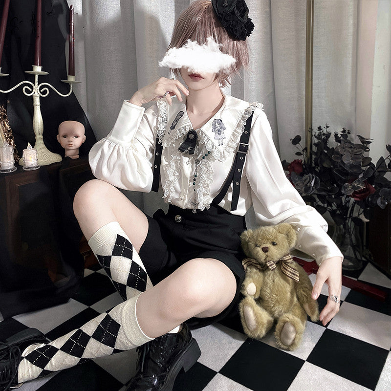 CastleToo - Corroding the Heart - Ouji Lolita Shirt Suspenders Shorts