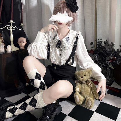 CastleToo - Corroding the Heart - Ouji Lolita Shirt Suspenders Shorts