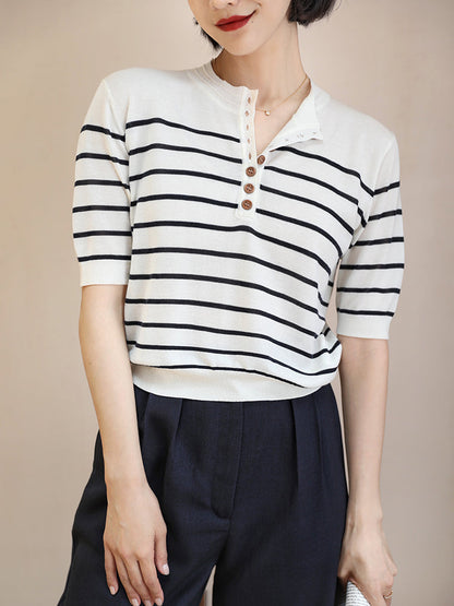 Dark indigo striped retro knit