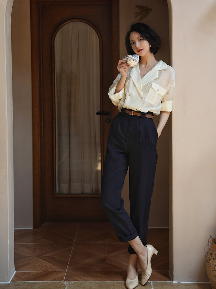 Lady High Waist Vintage Pants