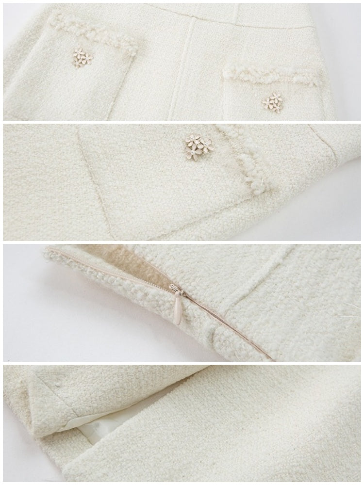 Wool Weave Lazy Bouquet Button Frills Jacket & Skirt【s0000003857】