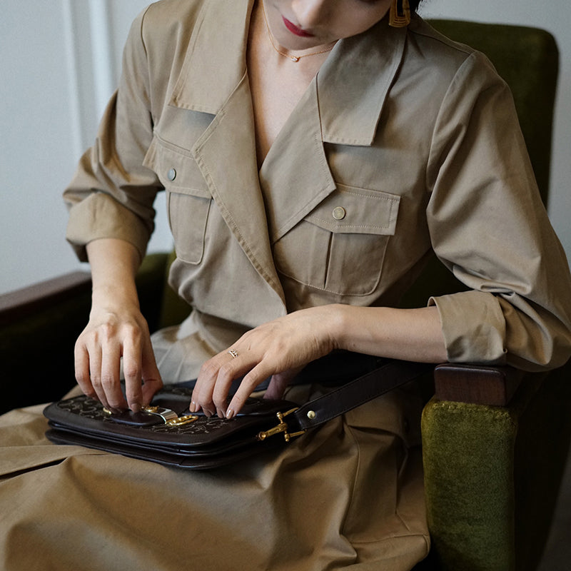 Western vintage khaki trench coat